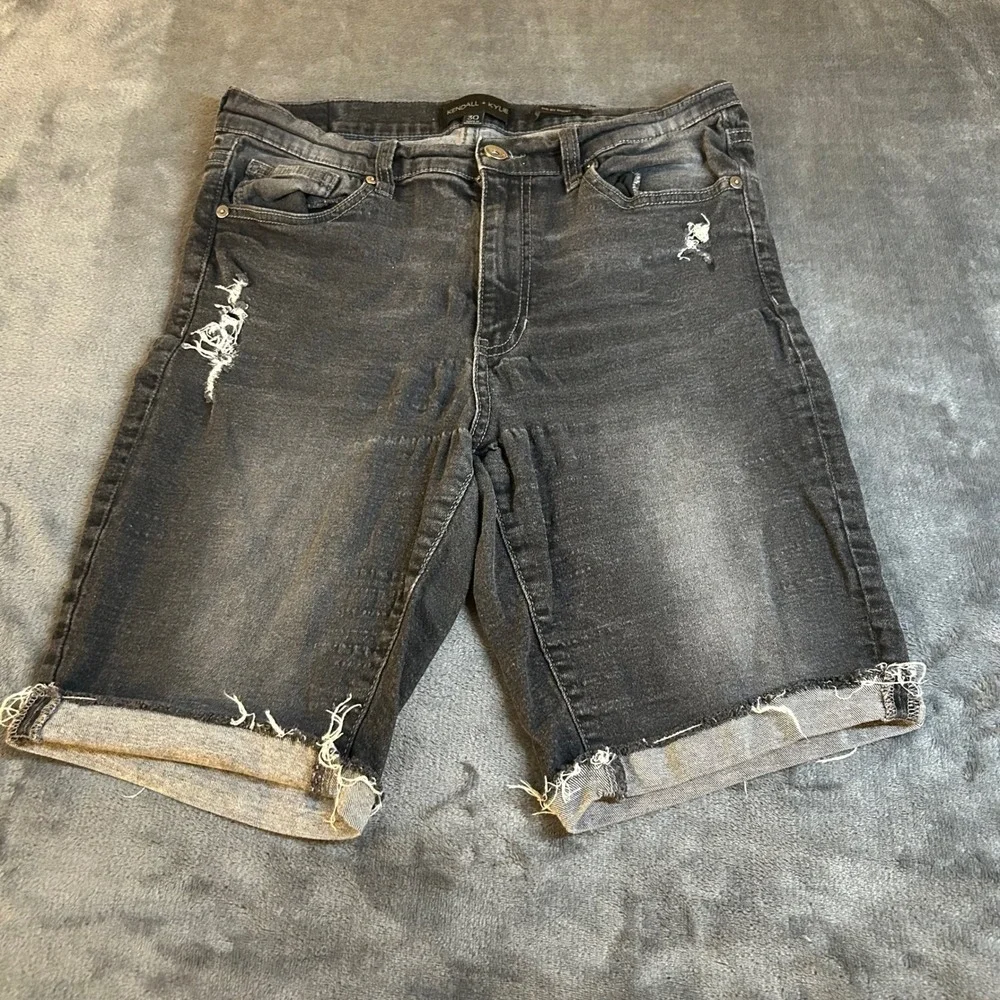 Kendall‎ + Kylie The BU Short Black Distressed Denim Shorts Womens Size 30 30x9